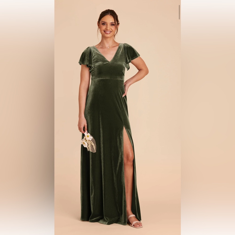 Birdy Grey Olive Green Velvet Bridesmaid’s Dress